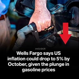 Wells Fargo has said US inflation could well drop as low as 5% in the next two to three months after a sharp fall in energy prices. US inflation unexpectedly surged to 9.1% in June, but since then oil and gasoline prices have fallen sharply as fears of an economic slowdown have taken hold. Gas topped $5 a gallon in June, but stood at $4.033 Tuesday. However, inflation is unlikely to continue on such a steep downward path, the bank's analysts said. And although commodities prices have fallen shar