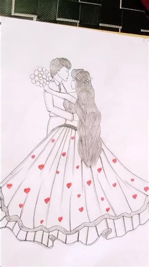 how to draw beautiful wedding couple pencil sketch easy pencil sketch shading couple#shortsfeed 💖💖💖💖