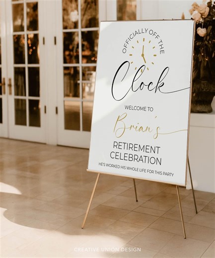 Retirement Welcome Sign Template off the Clock Funny Retirement Template Office Party Retirement Decorations Minimal Beautiful Boho - Etsy
