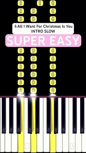 All I Want for Christmas Is You 🎄 (SLOW SUPER EASY Piano Tutorial) | Mariah Carey | #shorts #piano