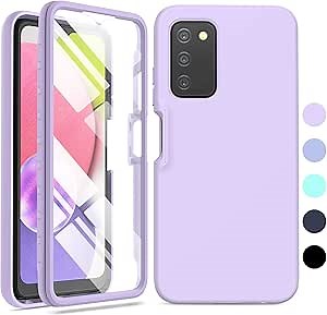 for Samsung Galaxy A03s Phone Case: Shockproof Silicone Slim Covers Hybrid Pretty Protective Cell Cases - Durable TPU Dual Layer Drop-Proof Girl&Boy Cute Cover (Lavender Purple)