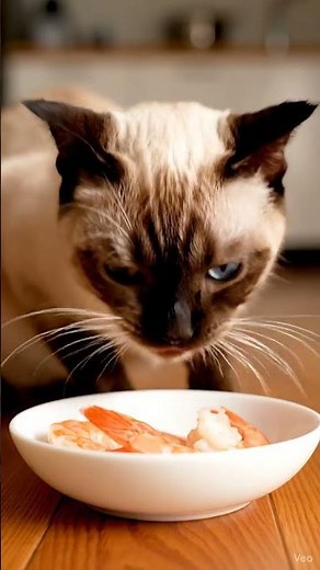 🐱 Cute Cat Eating Shrimp for the First Time! | Funny Cat Shorts