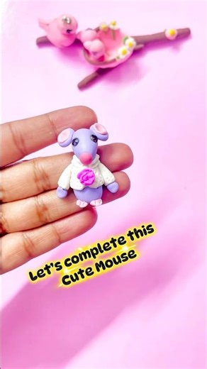 DIY Clay Model Miniature Mouse 💕🐭 🐁| Completing the Body#shorts