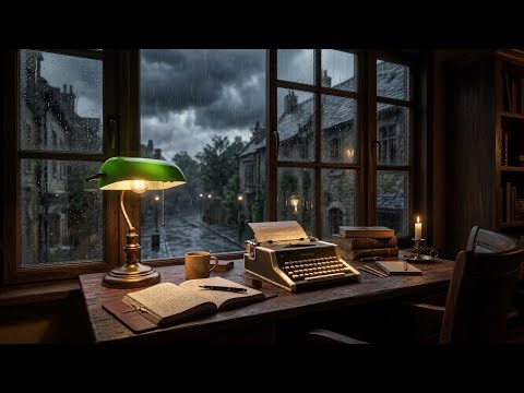 Storm Outside a Writer’s Desk 🌧 Thunderstorm Rain Ambience for Writing, Studying & Focus
