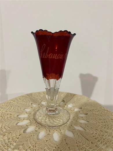 Antique EAPG Heisey Banded Flute Ruby Stained Vase. - Etsy