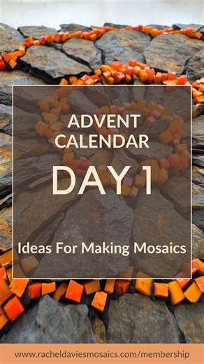 Rachel Davies on Instagram: "Day 1: Spirals. This month I thought it would be fun to do a mosaic advent calender! I have been running my online mosaic membership programme for almost three years and we have covered a lot of different topics and techniques in that time. Over the next 24 days I’ll be sharing one new prompt/idea a day. Today’s prompt is to make a spiral. It’s a fun shape to use and there are so many possibilities for what you can do with it. The video shows me working on two differ