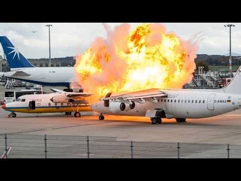 The plane suddenly jolts and shakes during an emergency landing