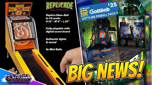 New Wave Toys Skee Ball 1 6th Scale Replica & AtGames Legends Pinball 4KP Gottlieb Packs Update