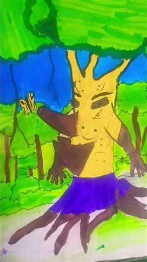 how to draw a cartoon tree🥸