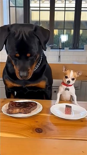 Chihuahua vs Rottweiler 🐶🤪😂 #chihuahua​ #rottweiler​ #dogs