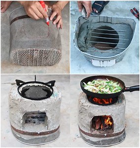 Creative DIY firewood stove made from bicycle basket & concrete!😮👍 | MetDaan DIY