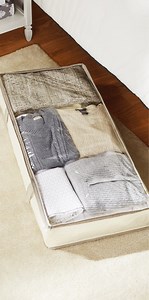 Mainstays Canvas Clear Under the Bed Zippered Closet Storage Organizer for Clothes