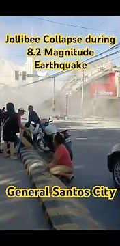 Jollibee Collapse During 7.8 Magnitude Earthquake near Plaza in General Santos City, Mindanao, Phil.