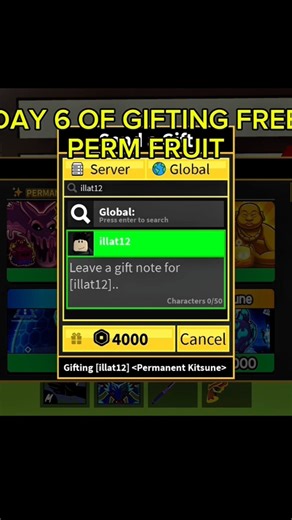 DAY 6 OF GIFTING FREE PERM FRUITS 🎁🎁🎁 #roblox #bloxfruits