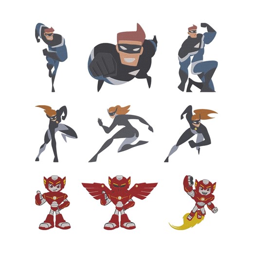 Superhero Cartoon Hero Embroidery Design, Cartoon Superhero Hero Comic Hero Machine Embroidery File, 9 Design, 8 Size, Instant Download - Etsy