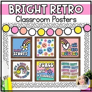 Retro Classroom Decor Printable Posters Bright