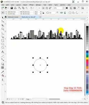 Tạo thành phố trên đường tròn trong Corel - Khóa học Corel tại Bình Trị Đông