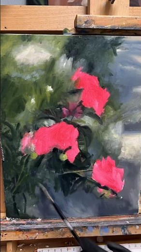 Master the Art of Painting a Stunning Peony in Oil! #pleinair #oilpainting #painting #artshorts