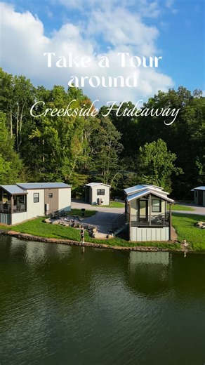 Would you stay at a tiny cabin resort with a fishing pond? Creekside Hideaway in Gatlinburg, Tennessee offers just that! Located across from the Smoky Mountain National Park and close to downtown Gatlinburg, stay in a cabin surrounded by nature on 14 acres. Go fishing in the pond, rent an exclusive hot tug boat, and enjoy the Smoky Mountain bliss. Cabins sleep 4-12 guests! #smokymountains #creeksidehideawaytn #gatlinburg | Creekside Hideaway