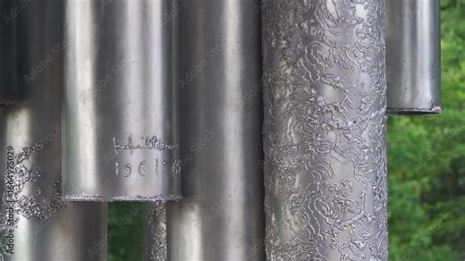 The Sibelius monument, a metal sculpture located in Sibelius park in Helsinki, Finland. Close-up video.