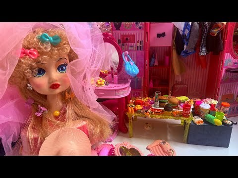 Hair styling doll head toy kit ASMR video