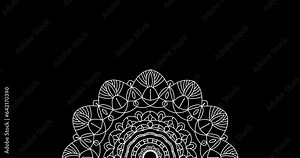 Mandala Animation in white on a dark background with an alpha channel. Perfect for invitations and advertisements. Editable background.