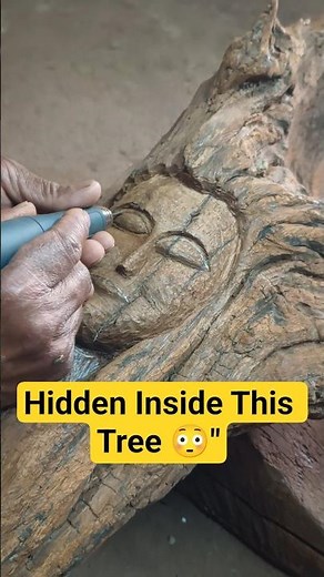 I Found a Face Hidden Inside This Tree 😳🪵 | Wood Carving Masterpiece #shorts