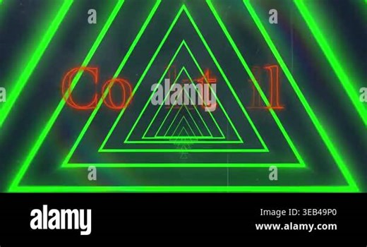 Animation of neon orange cocktail text banner over triangular tunnel in seamless pattern. Information signage for business or service concept Stock Video Footage - Alamy