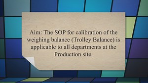 SOP for Calibration of Weighing Balance