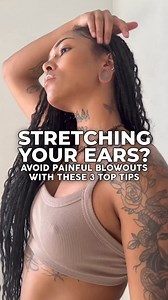 👇 Tap to read more! 👇 Top 3 Tips to Avoid Ear Stretching Blowouts 1. Take it slow ⏱️ Overstretching is the leading cause of blowouts, tears, and infections. To avoid this, wait 4-6 weeks before increasing your stretch size. As your lobes become more elastic with each stretch, healing time may naturally decrease, but don’t rush it! Always listen to your body and let your ears fully recover before moving up in size. 2. Moisturise regularly 💧 Using oils like castor, coconut, or jojoba on your ga
