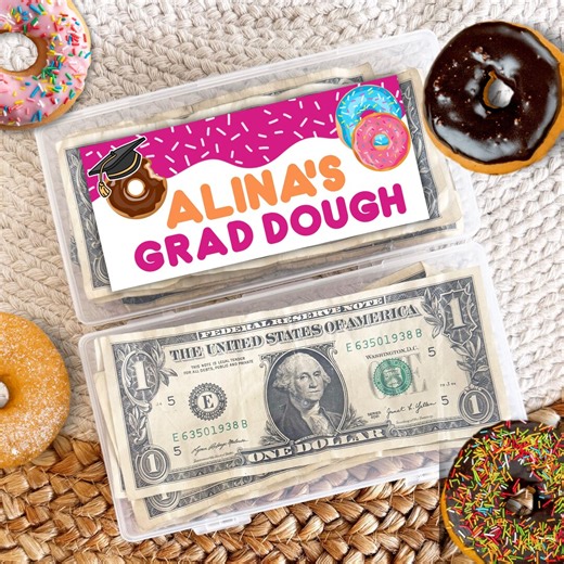 Grad Dough Money Holder Box - Donut Theme Cash Gift - Graduation Money Card - Funny Gift - Gift Card Holder - Money Envelope - Donuts - Etsy