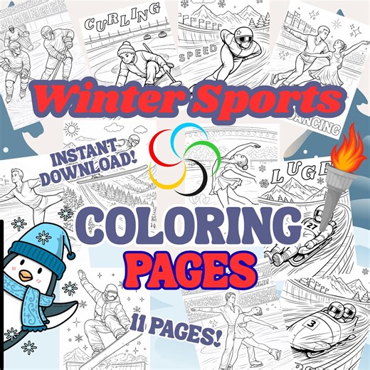 Winter Games Printables Hockey Coloring Pages Figure Skating Coloring Sheets Kids Activity Page Snowboard Coloring Book Skier Curling Color - Etsy Canada
