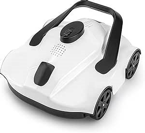 Portable Cordless Robotic Pool Cleaner - 130 Mins Runtime, Self-Parking, Automatic Vacuum for Inground Pools up to 1076 sq.ft, White
