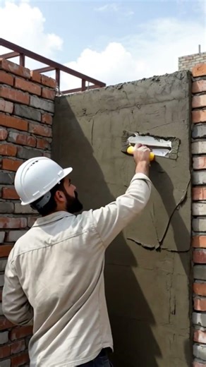 Technique for leveling plaster with simple tools #shorts