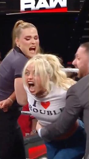 NOBODY is safe when Liv Morgan and Stephanie Vaquer brawl (not even Cathy Kelley) 🫢😭 #WWERaw