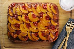 The Secret to Easy-Peasy Peach Upside Down Cake is in Your Cupboard