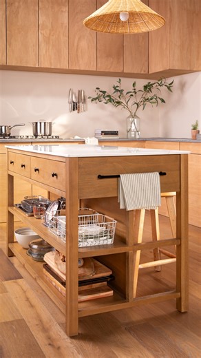 A kitchen island that does everything: extra storage, more seating, and a stylish focal point that completes the heart of your home. Explore more kitchen furniture ideas at Living Spaces. Your next upgrade is waiting. 🤍 | Living Spaces