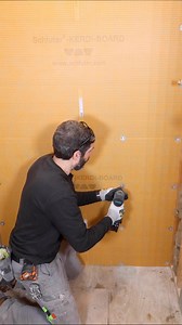 KERDI-BOARD shower wall tip…these 4 foot by 8 foot boards make waterproofing showers fast. I fasten screws/washers 1 inch off the subfloor and every 12 inches. I also slightly depress the screw/washer so that banding is easier. Any extra pieces can be used for the custom shower curb or niche 🔥many thanks to Schluter-Systems North America for partnering with me and making great shower systems for homeowners and installers #schlutersystems #showerremodel #kerdiboard #homerepairtutor #brandpartner