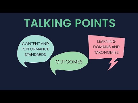 Content and Performance Standard, Outcomes (Immediate and Deferred), Learning Domains and Taxonomies