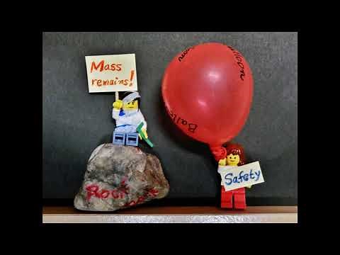 zero gravity, mass remains in zero gravity! rock and balloon, 無重力の岩に激突！痛い！重量は消えても質量は残る! free fall