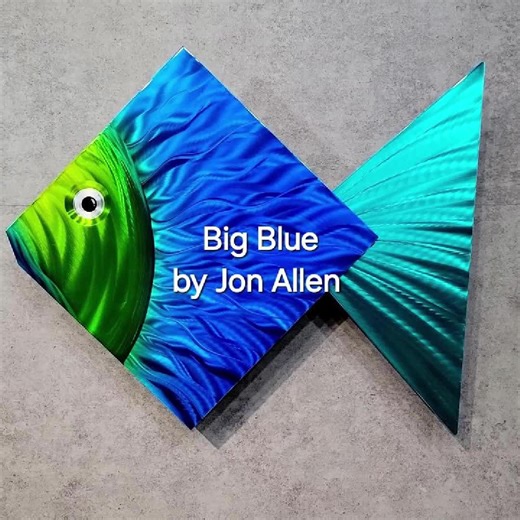 Transform your space with our Big Blue Fish, handcrafted by artist Jon Allen. Dimensions: Small: 21