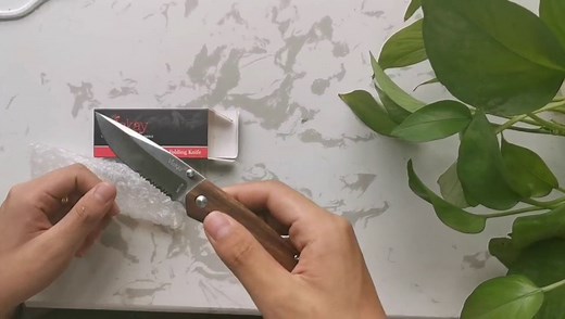 Vickay Folding Pocket Knife for Men & Women, 2.95" 8Cr13MoV Half-Serrated Steel Blade, Wood Hanlde EDC Knife with Clip, Liner Lock Knife for Camping, Hunting, Tactical, Survival and Father's Day Gift