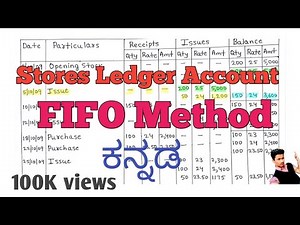 Store Ledger Account (FIFO Method) || Elements of Costing Kannada||