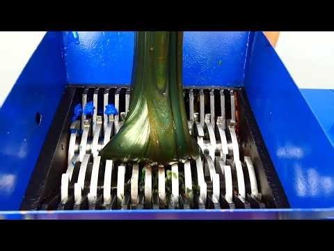 GREEN RUBBER PROCESS OIL vs Shredder | crushing metal | Satisfying ASMR video!