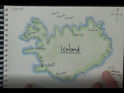 ASMR - Drawing a Map of Iceland - Australian Accent - Chewing Gum & Describing in a Quiet Whisper