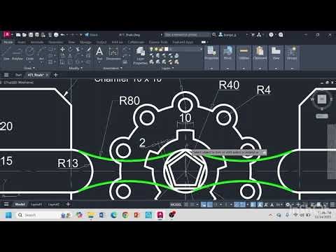 Autocad Practice - Fillet, Chamfer, Offset, Mirror & Polar Array Tutorial