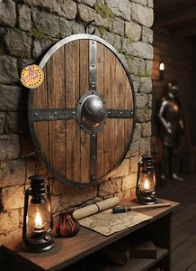 Handcrafted Wooden Medieval Shield – Viking Warrior Round Shield for Cosplay, Reenactment, LARP & Wall Decor - Etsy