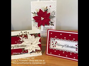 Three Christmas Cards featuring the Red Velvet Paper from Stampin Up - 2020 - stampinwithjulianne