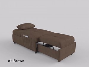 Lexicon Ohana 4-in-1 Storage Ottoman Bench Sleeper Bed, Grey