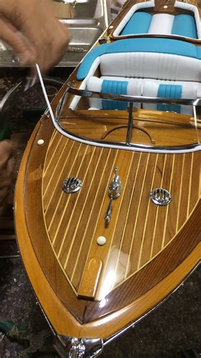 Bringing elegance to life 🌊✨ Crafting the Riva Aquarama with its signature white and blue interior — every curve hand-sanded, every detail polished to perfection. A true blend of style, craftsmanship, and Italian spirit. 🇮🇹🛥️💙 #RivaAquarama #WoodenBoat #Handcrafted #BoatBuilding #ItalianDesign #BoatModel #Craftsmanship #OMHUSA | Ship Model